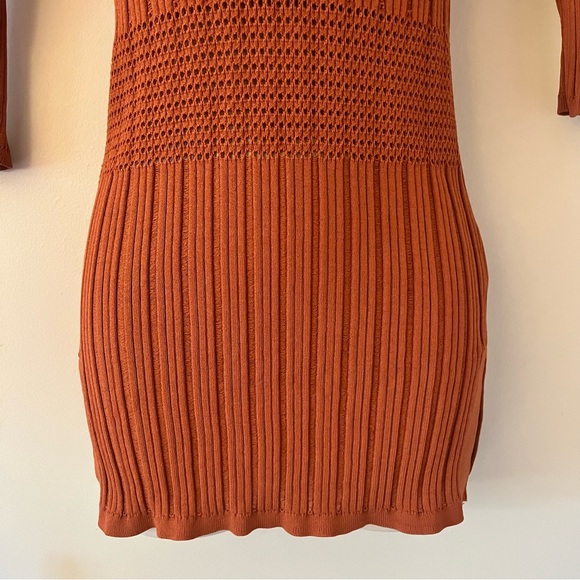 Sandro 3/4 Sleeve Ribbed V Neck Burnt Orange Sweater Size 1 (US Small) - Picture 5 of 16